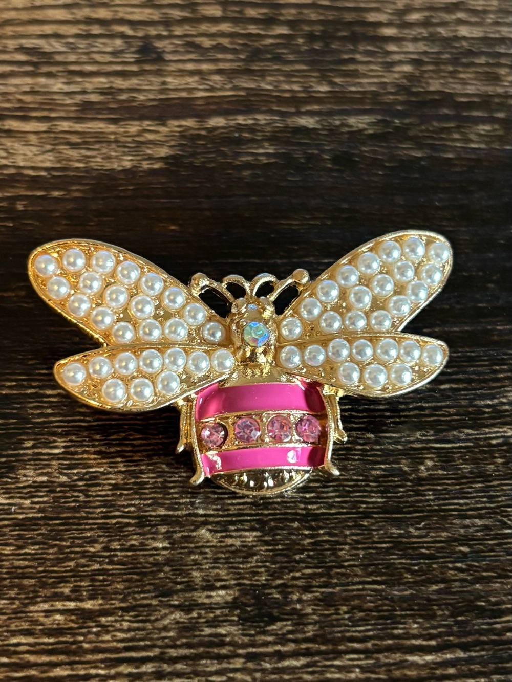 Pearl & Pink Bee Brooch Pin - Women Jewelry